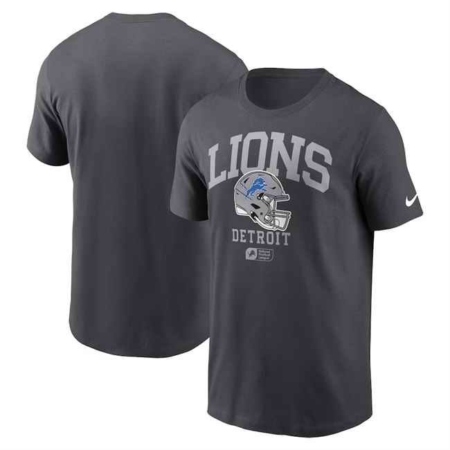 Men's Detroit Lions Anthracite Helmet Essential T-Shirt